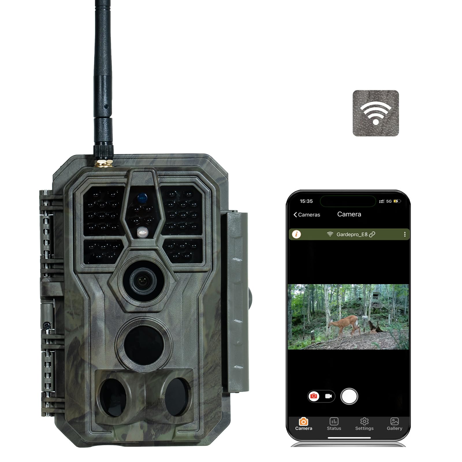 Gardepro E8 Trail Camera Wifi 48Mp 1296P Fast 0.1S Trigger Speed Motion Activated 100Ft Night Vision Ip66 Waterproof, For Huntin