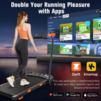 Incline Treadmill For Home, Walking Pad With Handle Bar, Under Desk Compact Treadmill With 350 Lbs Capacity, Led Display & App,
