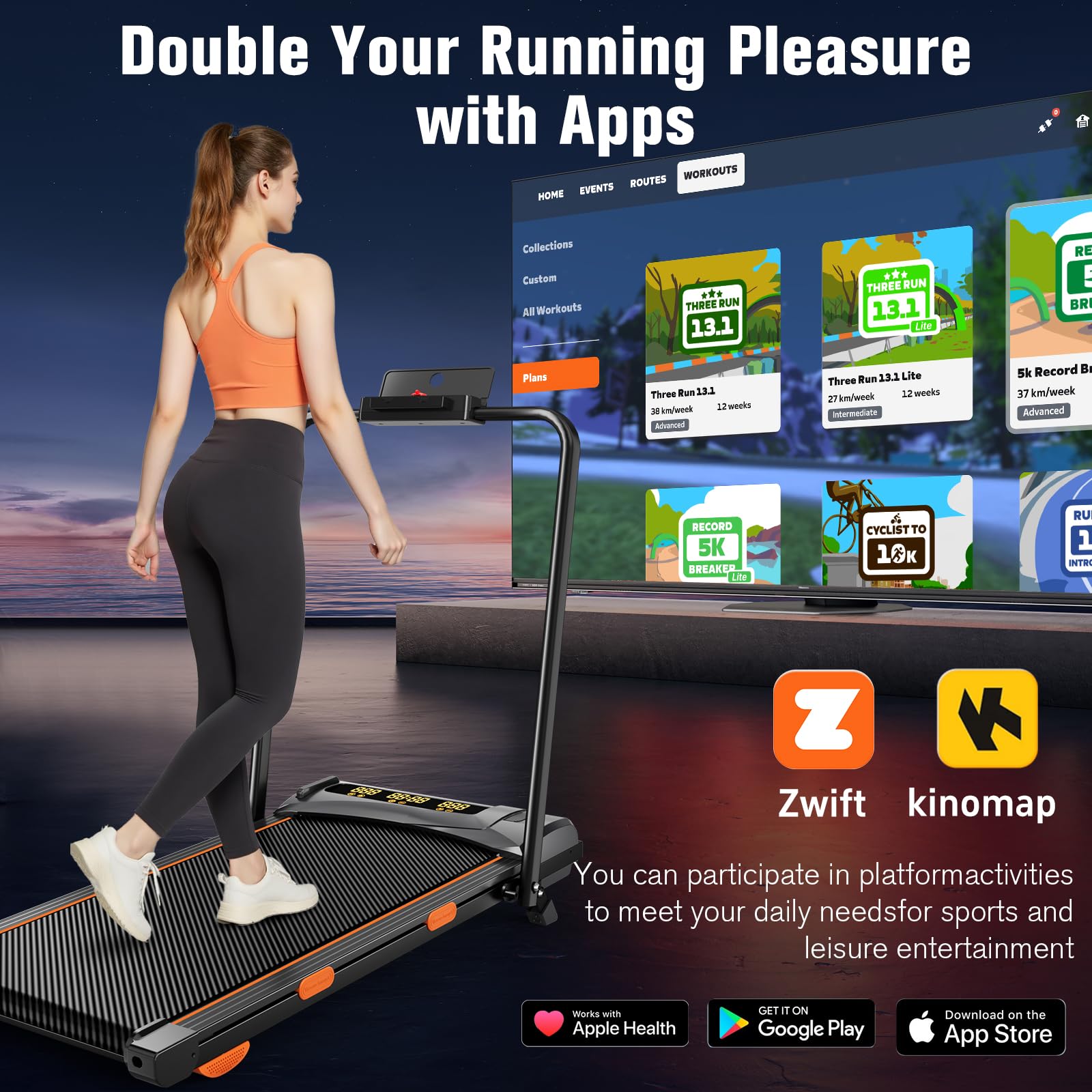 Incline Treadmill For Home, Walking Pad With Handle Bar, Under Desk Compact Treadmill With 350 Lbs Capacity, Led Display & App,