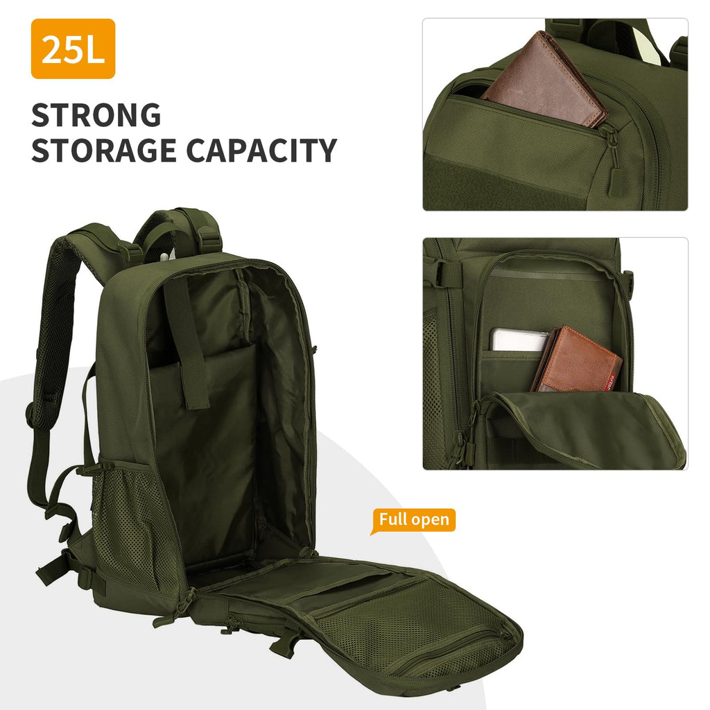 Huntvp Tactical Backpack Military Molle Backpack Hunting Rucksack Gear Assault Pack 25L Wr
