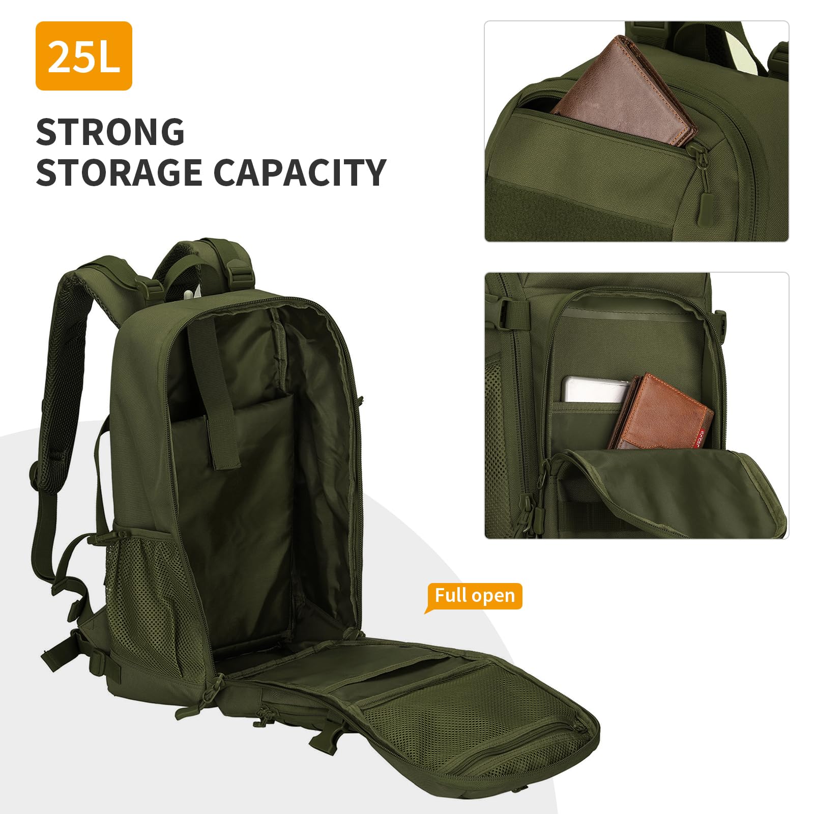 Huntvp Tactical Backpack Military Molle Backpack Hunting Rucksack Gear Assault Pack 25L Wr