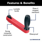 Lewmar 8'' Single Grip Winch Handle, Locking, Red With Black Grip - Lightweight, Chip-Resistant Gelcoat, Strong Composite Design