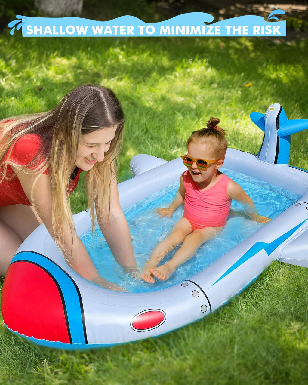 Kiddie Pool For Toddlers, Splash Pad For Kids Ages 4-8, 68'' Inflatable 3-In-1 Swimming Pool, Backyard And Outside Sprinkler Pla