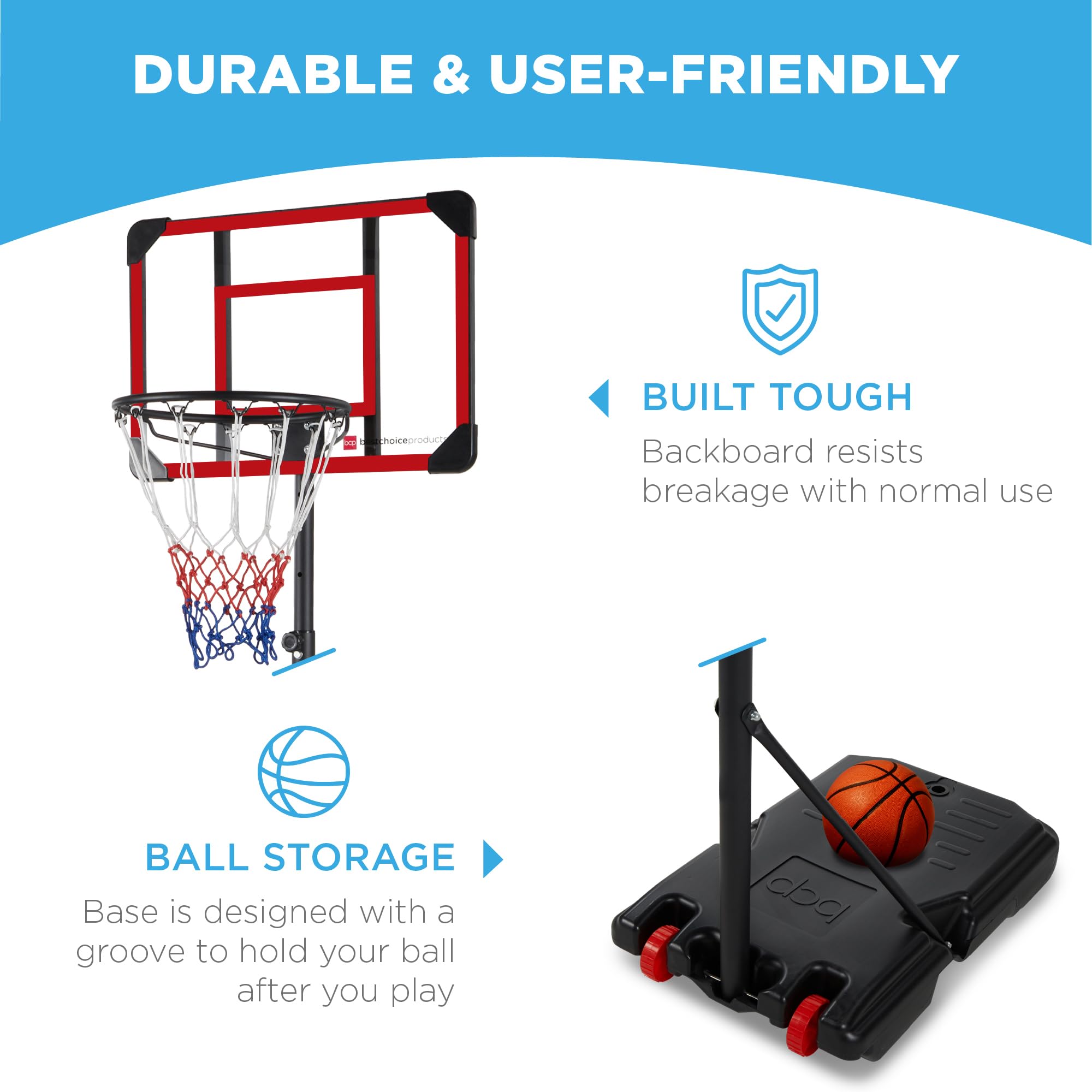 Best Choice Products Kids Height-Adjustable Basketball Hoop System, Portable Game W/Wheels, Fillable Base, 70.5In To 82.3In Heig