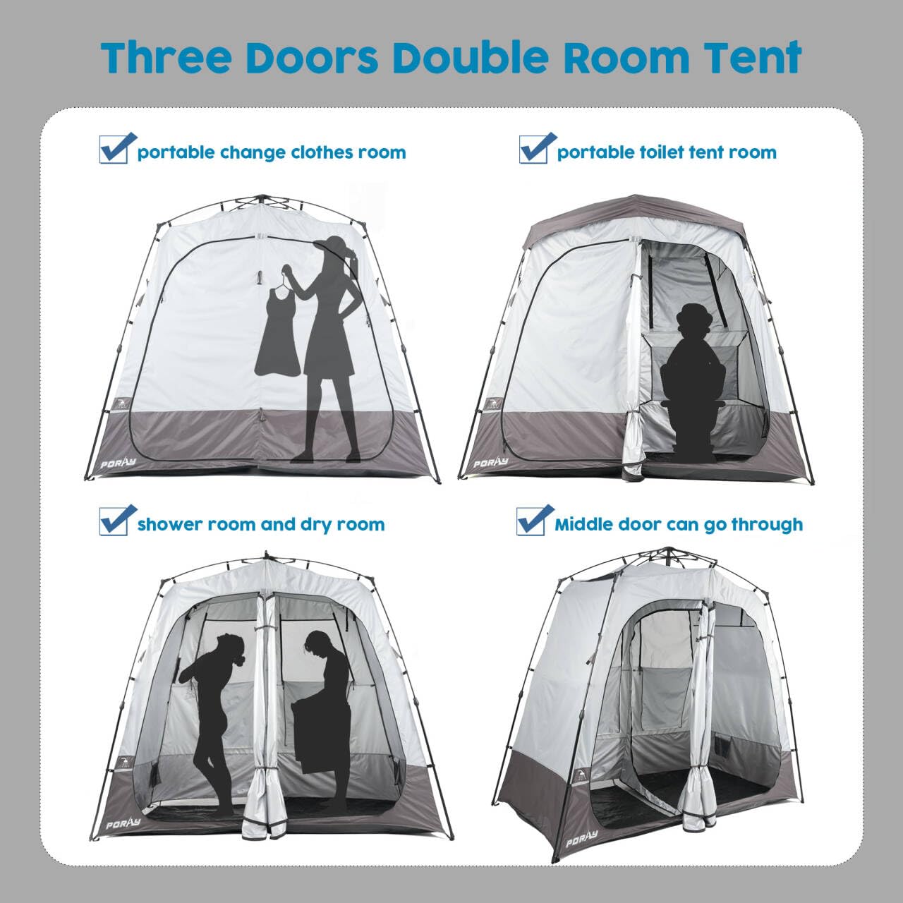 Portable Camping Shower Tent Deluxe Changing Room Easy Set Up Privacy Shelter,Large Toilet Tent With Floor Drain Design For Beac