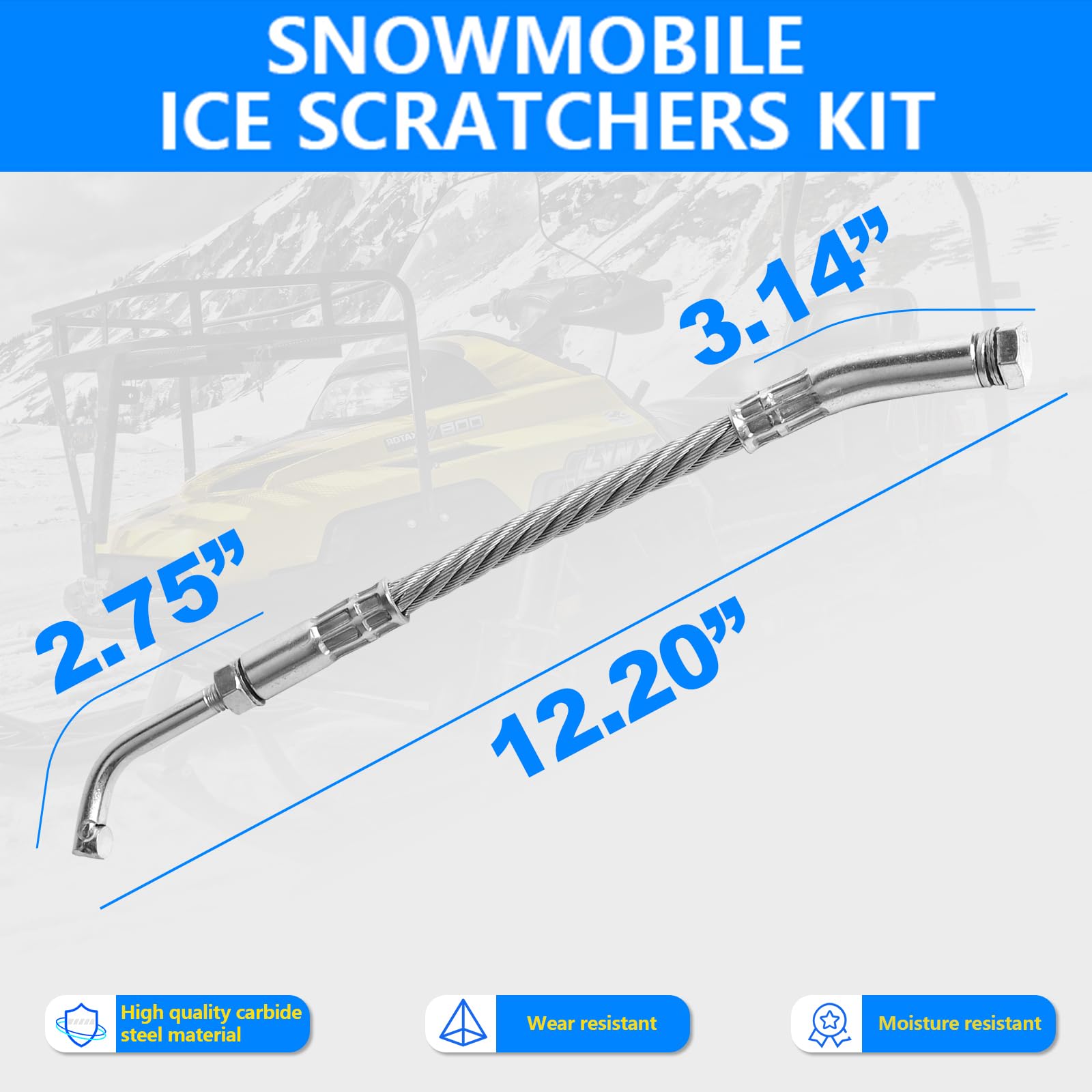 KAVIUS Ice Scratchers Snowmobile 2025 UPGRADED 2-PACK Compatible with Polaris Skidoo Arctic Cat Snowmobile Scratchers Fit for Re
