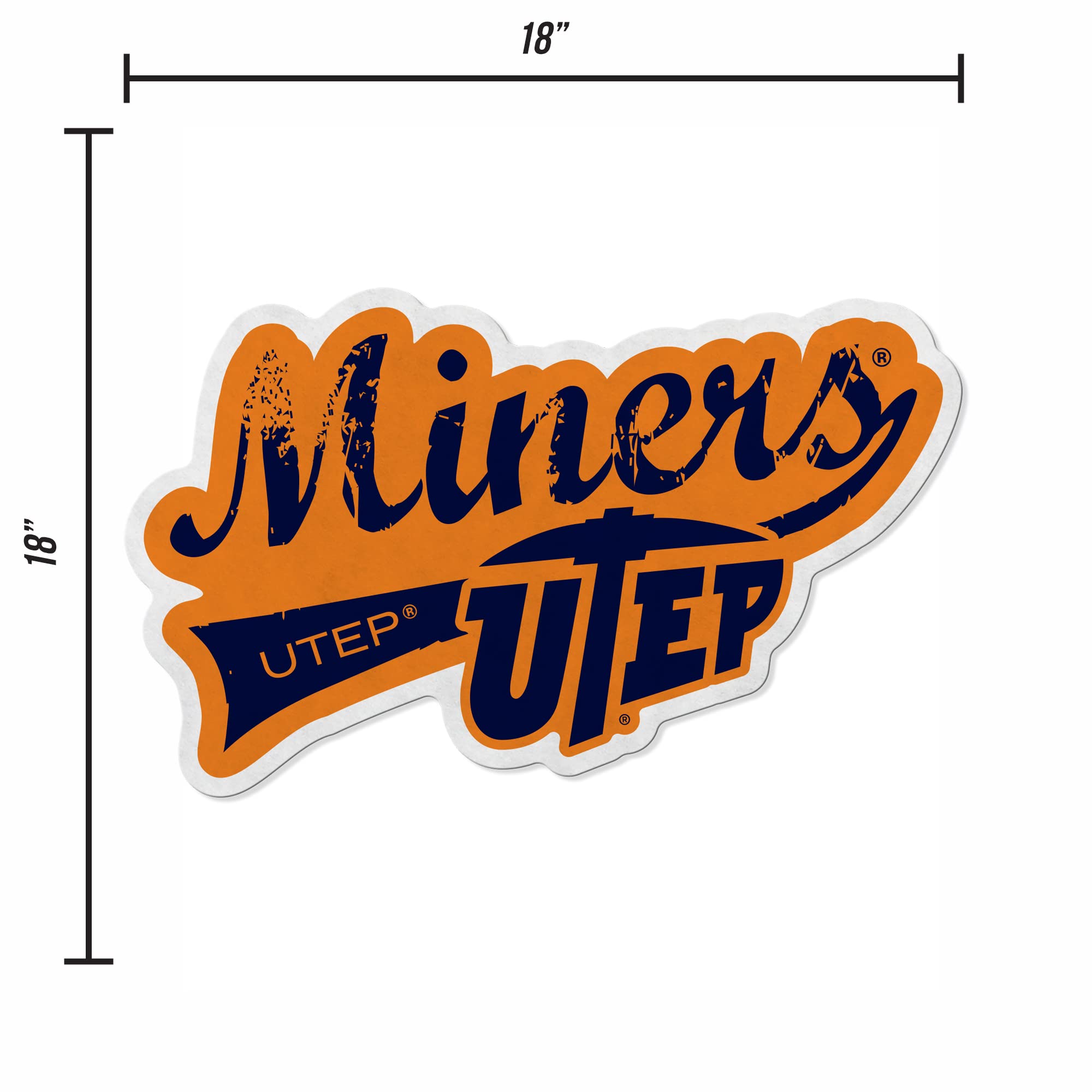 Rico Industries Ncaa Texas-El Paso Miners Distressed Shape Cut Pennant - Home And Living Room D  Cor - Soft Felt Ez To Hang