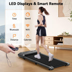 Deerrun Walking Pad Treadmill - 2.2Hp Smart App Fun Exercise Under Desk Treadmill, Led Display & Remote Control, Knee-Protective