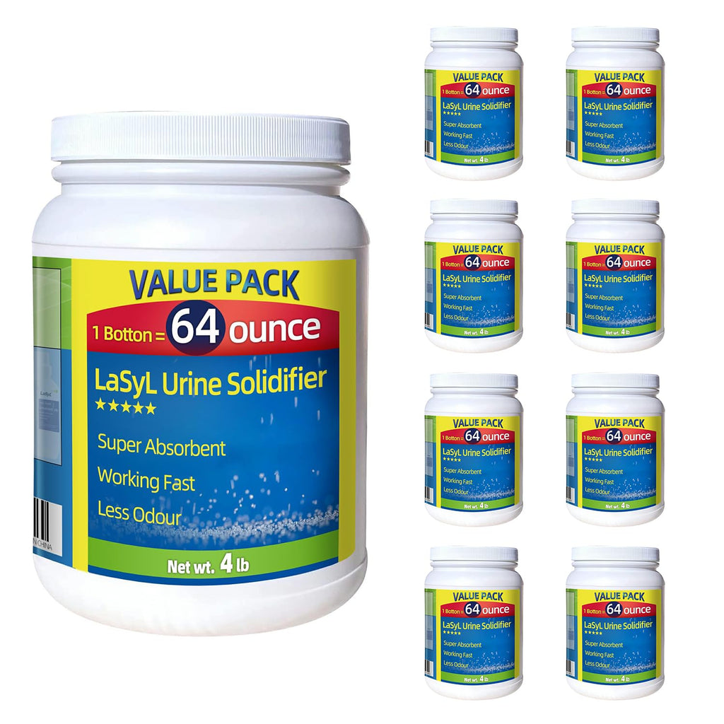 Lasyl Super Absorbent Powder - 200 Use 9 Pack, Solidify Body Fluids In 1 Min - Easy To Port Waste Liquid - For Camping Portable