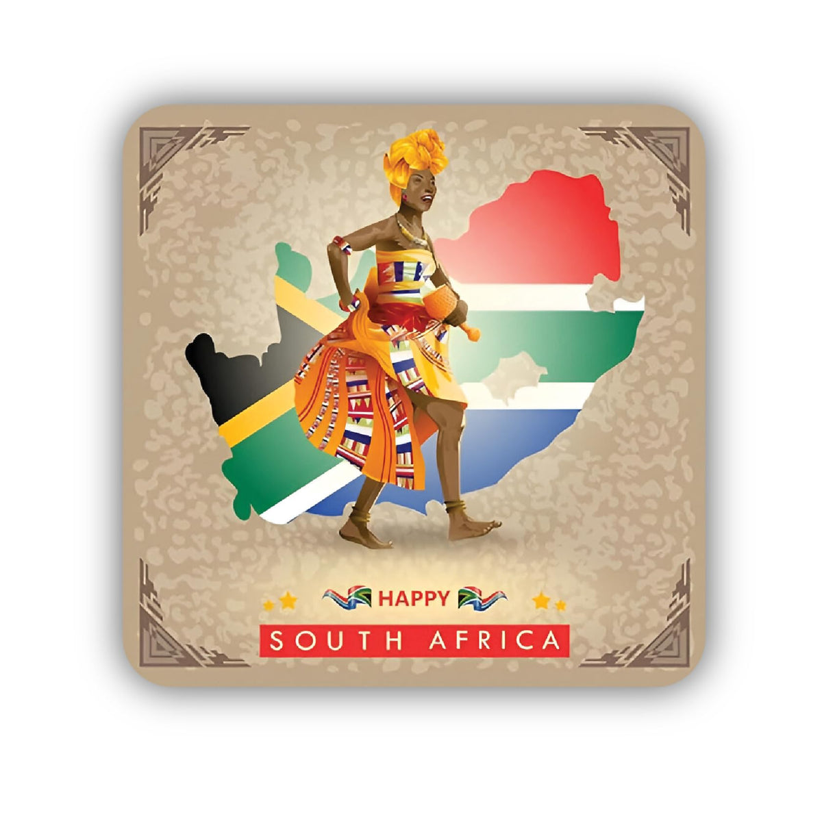 ISEE 360 Happy South Africa Culture Wooden Fridge Magnet for Kitchen|Home|Refrigerator Office Door Decor Souvenir Gift L X H 3 X