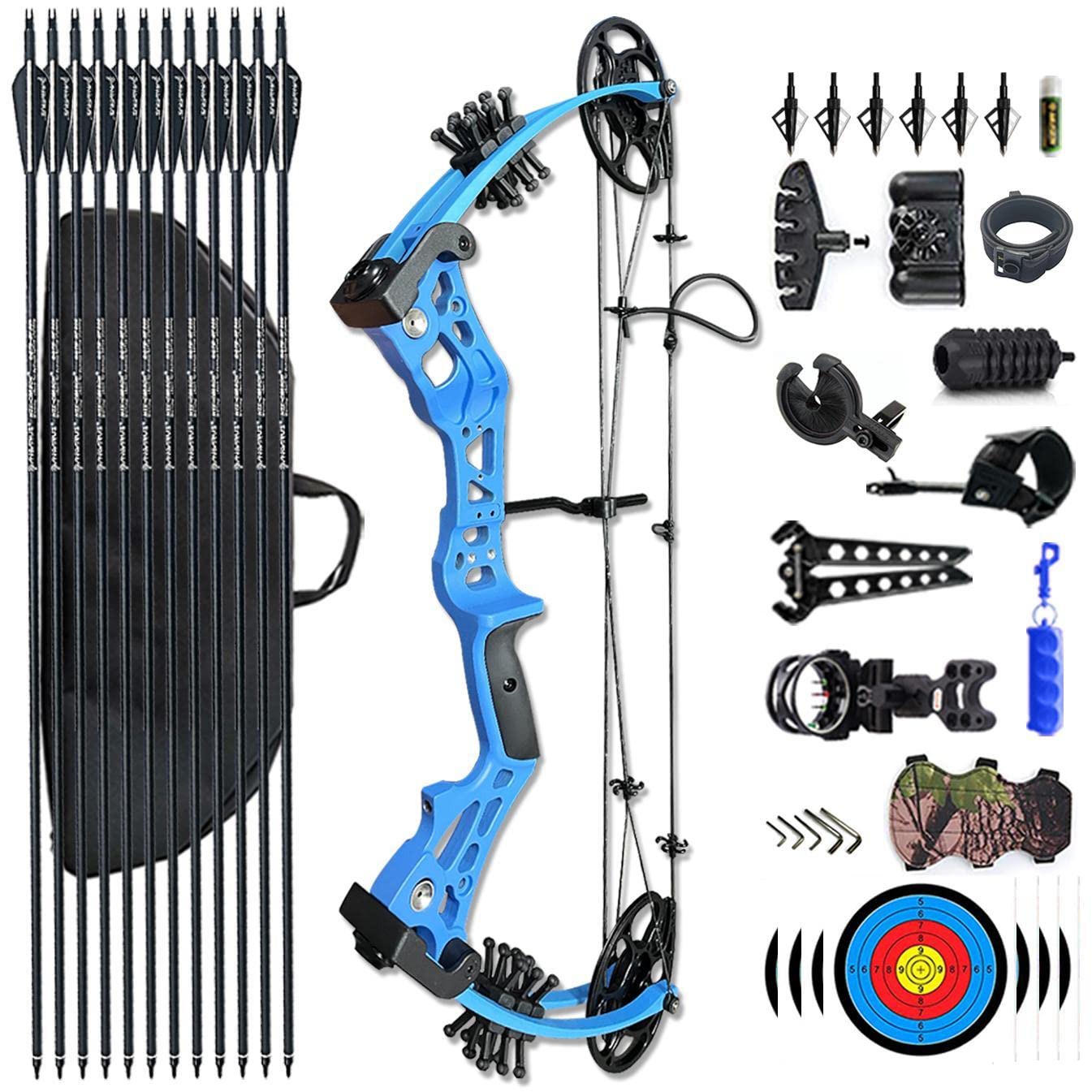 Pandarus Compound Bow Set 15-45Lbs For Pull Beginner And Teens Right Handed Adjustable 18-29 Draw Length, 320 Fps Speed, Hunting