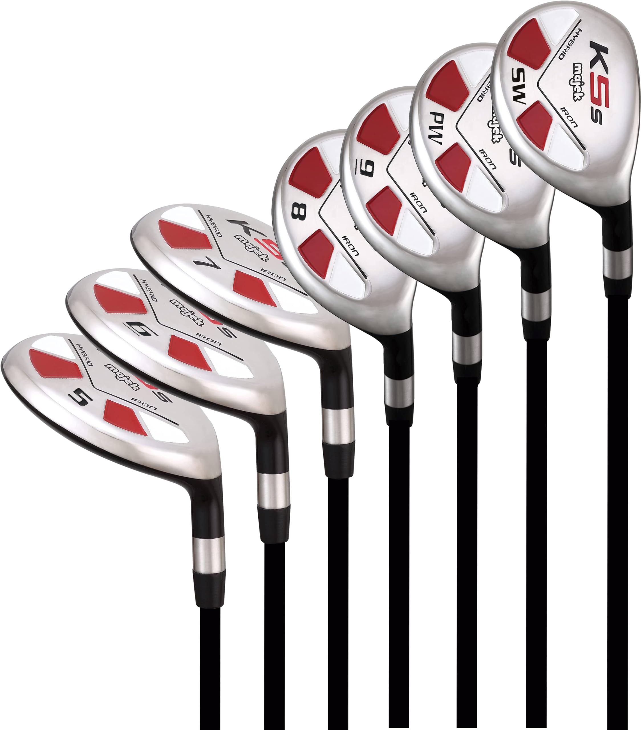 Majek Mens Golf All Hybrid Complete Full Set, Which Includes: #5, 6, 7, 8, 9, Pw +Sw Senior Flex Right Handed New Utility A Flex
