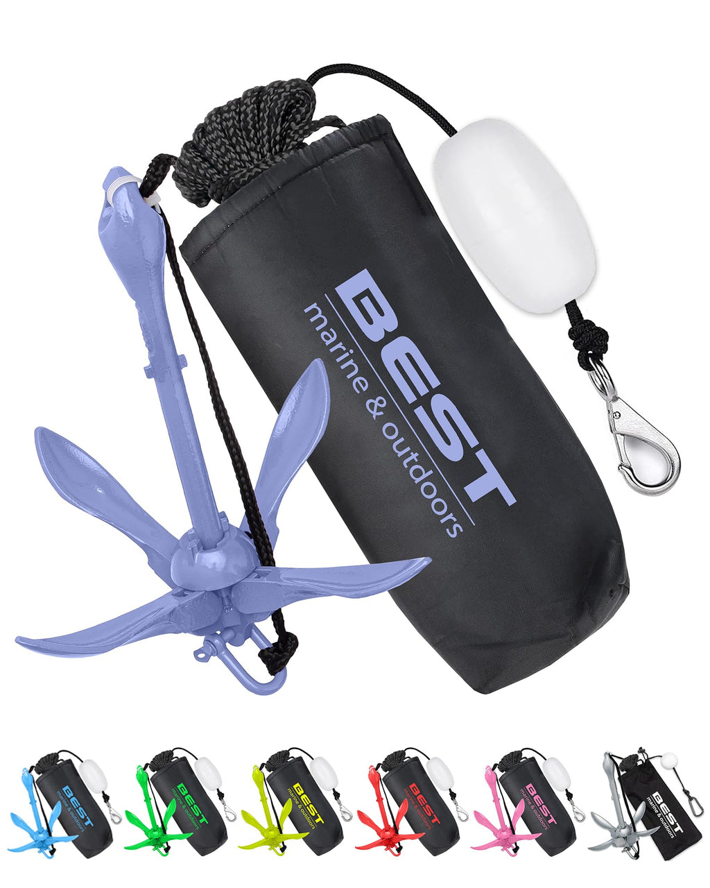 Best Marine And Outdoors Kayak Anchor, 3.5 Pound Anchor System Kit For Kayaks, Canoes, Sup Paddle Boards & Jet Skis, Fishing, Bo