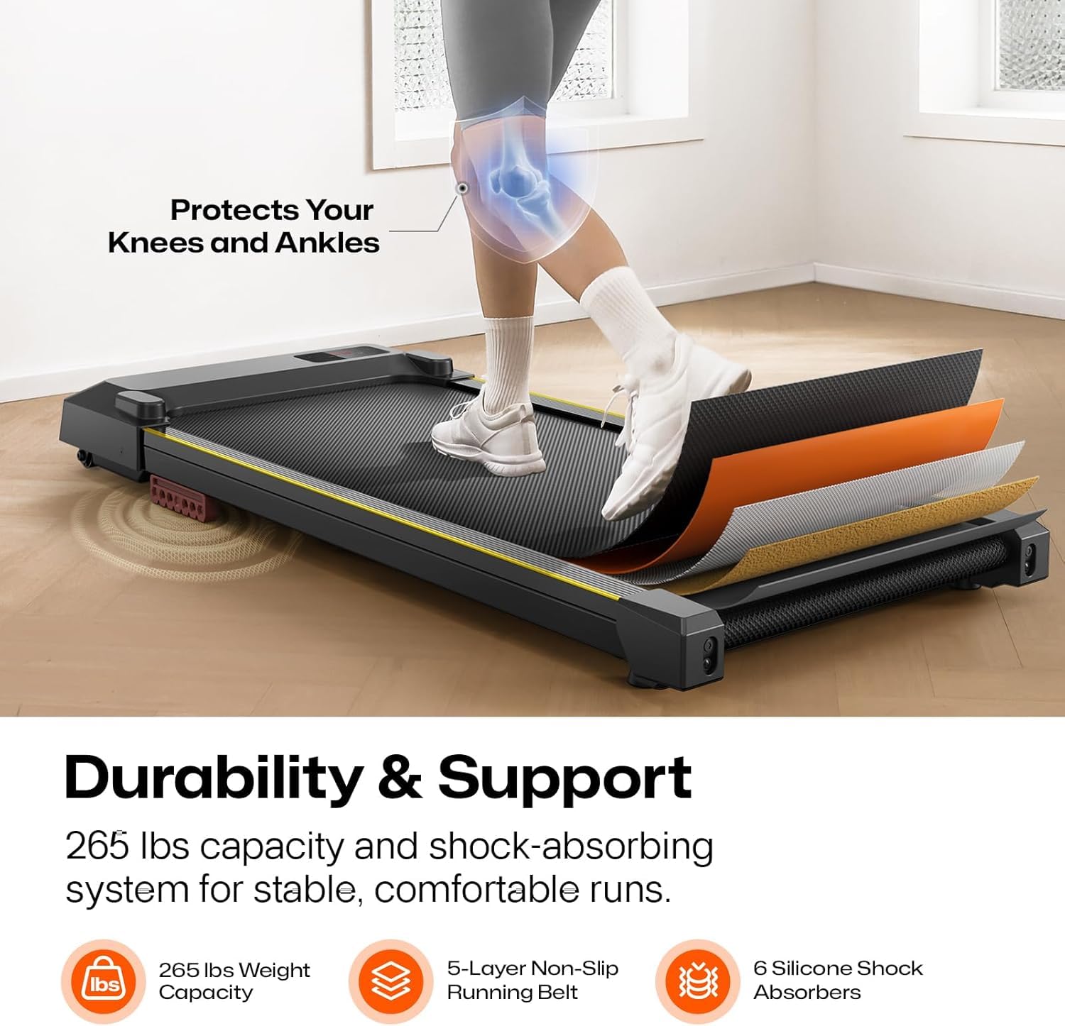 Urevo Walking Pad, Portable Under Desk Treadmill, 2.5 Hp Walking Treadmill Pad For Home And Office, Walking Jogging Running Mach