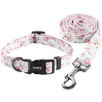 Ihoming Dog Collar And Leash Set For Daily Outdoor Walking Running Training, Floral Sky Design For Small Boys Girls Dogs Cats Pe