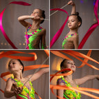 Ygeomer 12Pcs Rhythmic Dance Ribbons Gymnastics Ribbon Streamers Dancing Streamers, Baton Twirling, For Artistic Dancing Gymnast