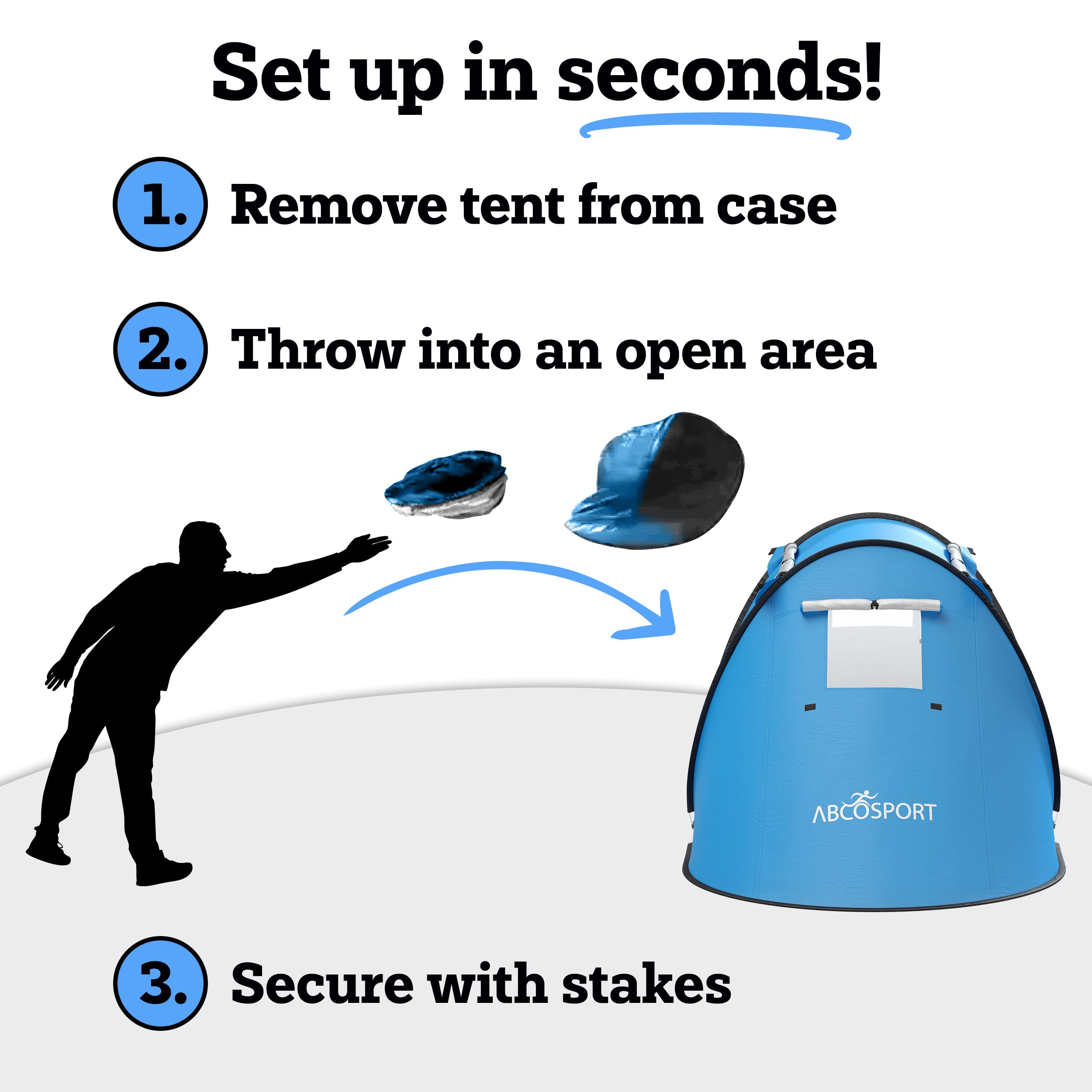 Abco Tech 2-Person Sky Blue Pop Up Portable Cabana Tent - 2 Doors, Water-Resistant, Uv Protection, Carrying Bag