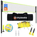 32ft Regulation Size Portable Outdoor Volleyball Net Set System for Backyard Beach with Height Adjustable Poles, PU Volleyball a