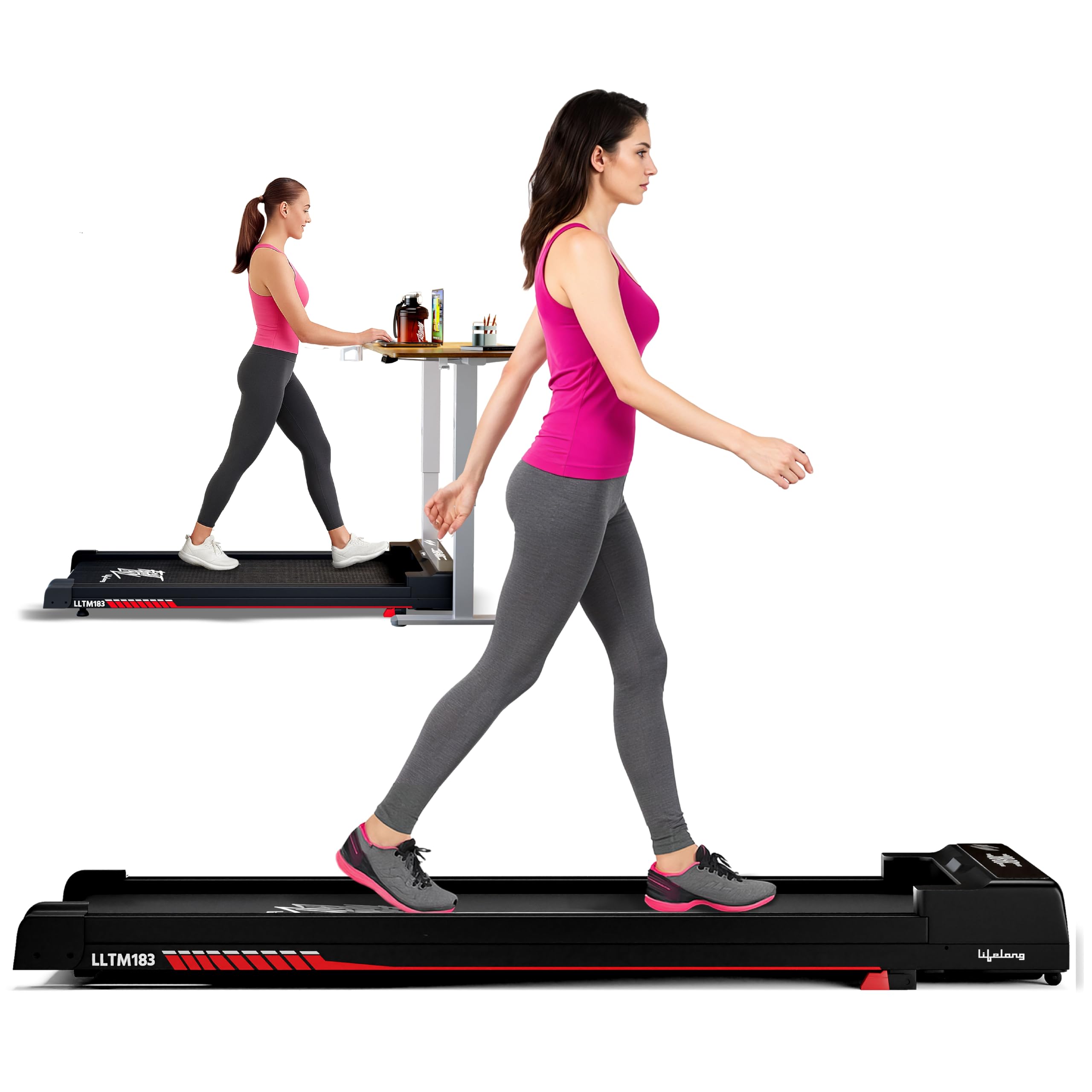 Lifelong Walking Pad Treadmill | 3 HP Brushless Motor | 2-Level Manual Incline | LED Display | Foldable Design | Remote Control 