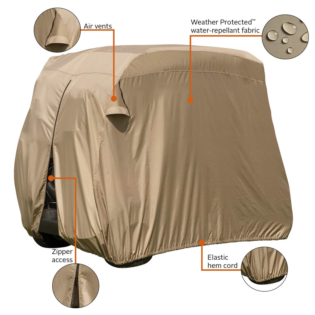 Classic Accessories Fairway Golf Cart Easy-On Cover, 4-Person, Tan