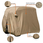 Classic Accessories Fairway Golf Cart Easy-On Cover, 4-Person, Tan