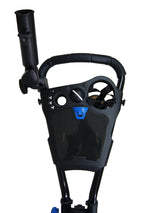Qwik-Fold 3 Wheel Push Pull Golf Cart - Foot Brake - One Second To Open & Close! (Black/Blue)