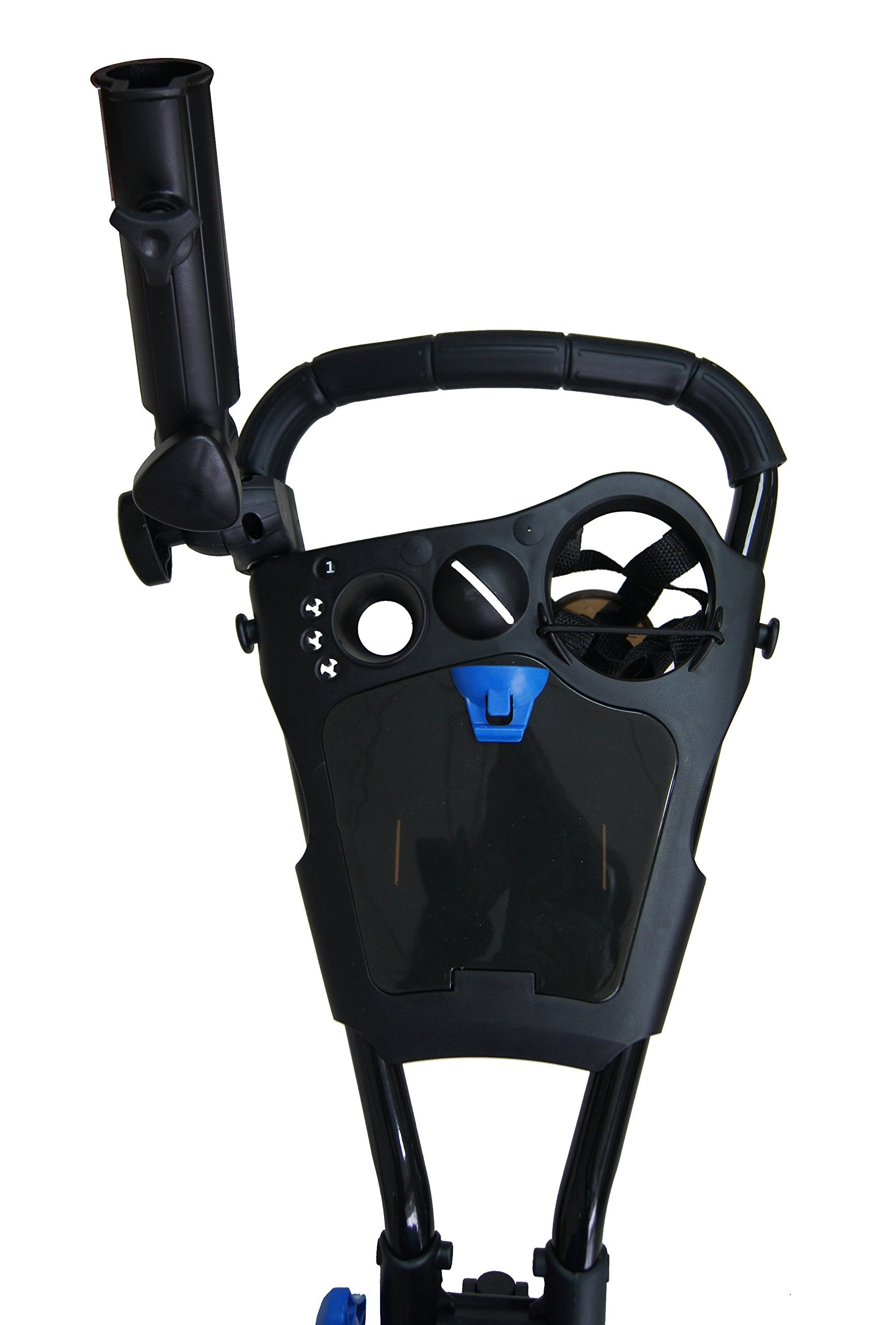 Qwik-Fold 3 Wheel Push Pull Golf Cart - Foot Brake - One Second To Open & Close! (Black/Blue)