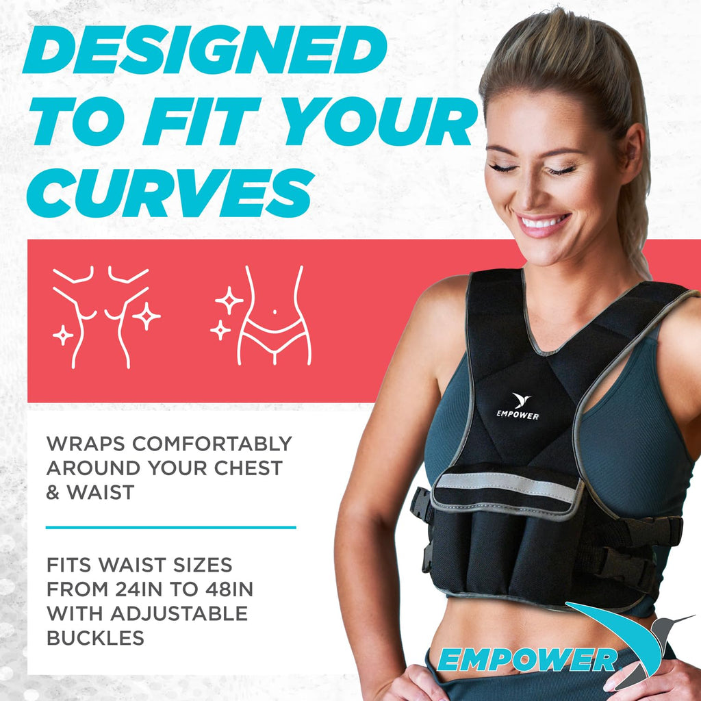 Empower Weighted Vest For Women - Workout Vest - Fixed 8Lbs Or Adjustable 10-12-14-16Lbs - Adds Resistance To Strength Training,