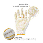HANDLANDY Kids Football Gloves, Sticky Wide Receiver Gloves for Youth, White and Gold Stretch Fit Football Glove (White and Gold