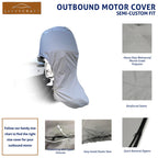 Savvycraft Heavy Duty Outboard Motor Cover, Waterproof 600D Polyester Full Size Boat Engine Cover For Motor Up To 15-20 Hp Gray