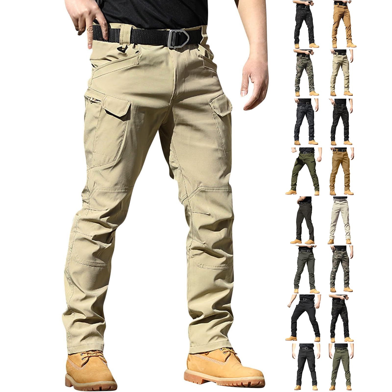 Tactical Pants for Men Waterproof Resistant Cargo Hiking Multi Pockets Relaxed Fit Stretch Quick Dry Work Ripstop Flex Outdoor C