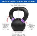 Yes4All Powder Coated Cast Iron Kettlebell Pair Purple - 6 Kg / 13 Lb Strength Training Kettlebells Weight Set For Full Body Wor