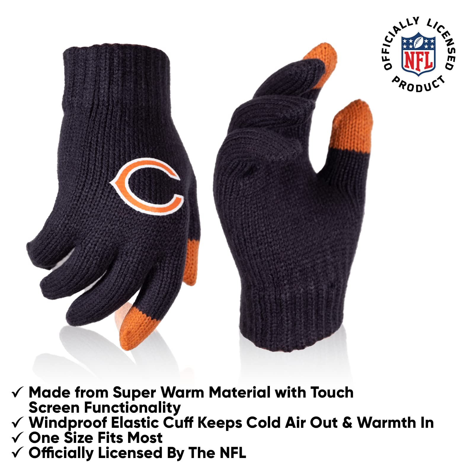 Ultra Game Standard Core Fan Hat Gloves Set, Team Color 2, One Size