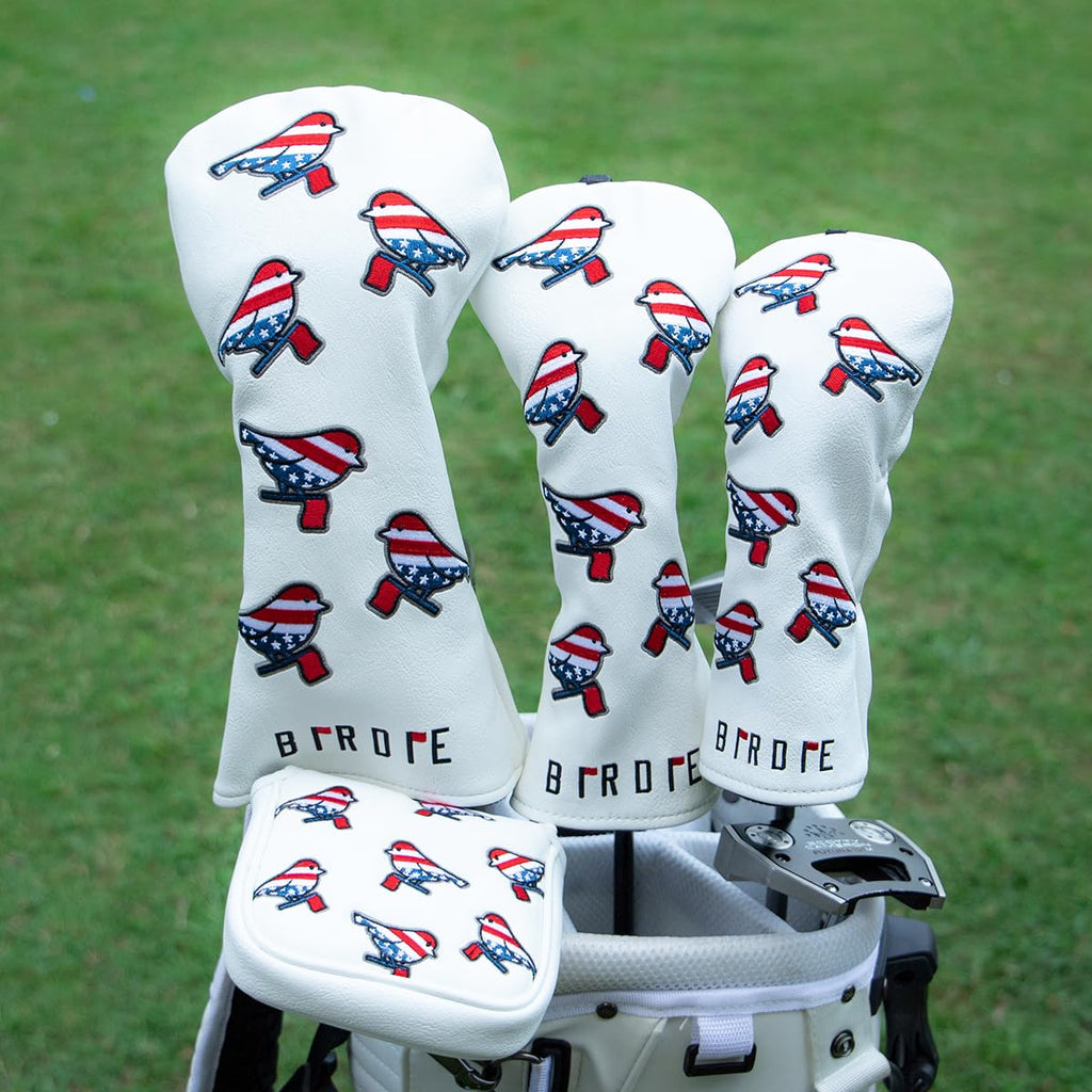 Golf Head Covers Driver Cover 3 Wood Headcover Hybrid Head Covers Embroidery Usa American Flag Birdie Design Golf Club Headcover