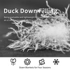Zzlamb Water-Repellent Duck Down Camping Blanket, Compact Travel Down Throw Quilt 650 Fill Power, Outdoor Blanket For Picnic Bea