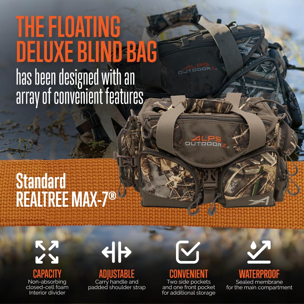 Alps Outdoorz Deluxe Floating Blind Bag - Standard Size, Realtree Max-7 - Waterproof Hunting Duffel Bag, With Removable Dividers