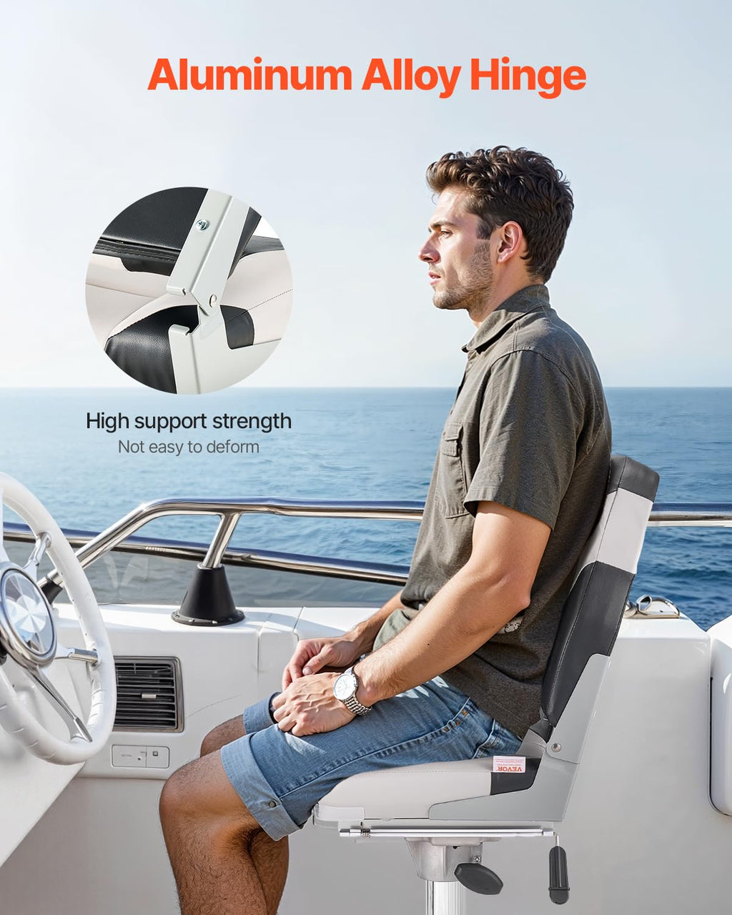 Vevor High Back Boat Seat 2 Pack, Folding Fishing Boat Seat With Thickened Sponge Cushion & Waterproof Pvc Leather, Aluminum All