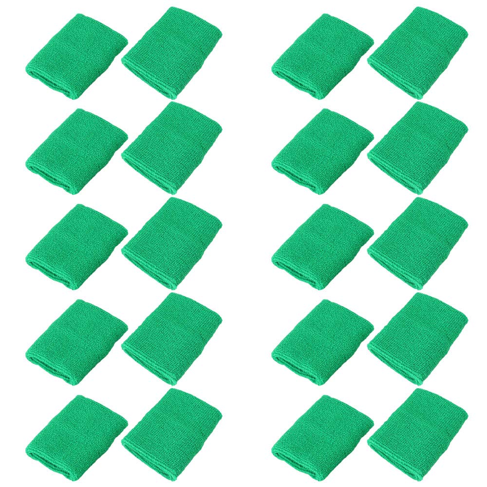 Mallofusa 10 Pack Colorful Sports Basketball Football Absorbent Wristband Party Outdoor Activity (Green)