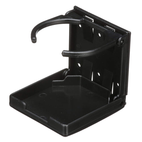 Attwood 11654-3 Fold-Up Drink Holder, 1 Rigid Ring, Molded Abs Plastic, 3 7/8-Inch H X 3 -Inch W, 7/8-Inch Closed Depth, Black