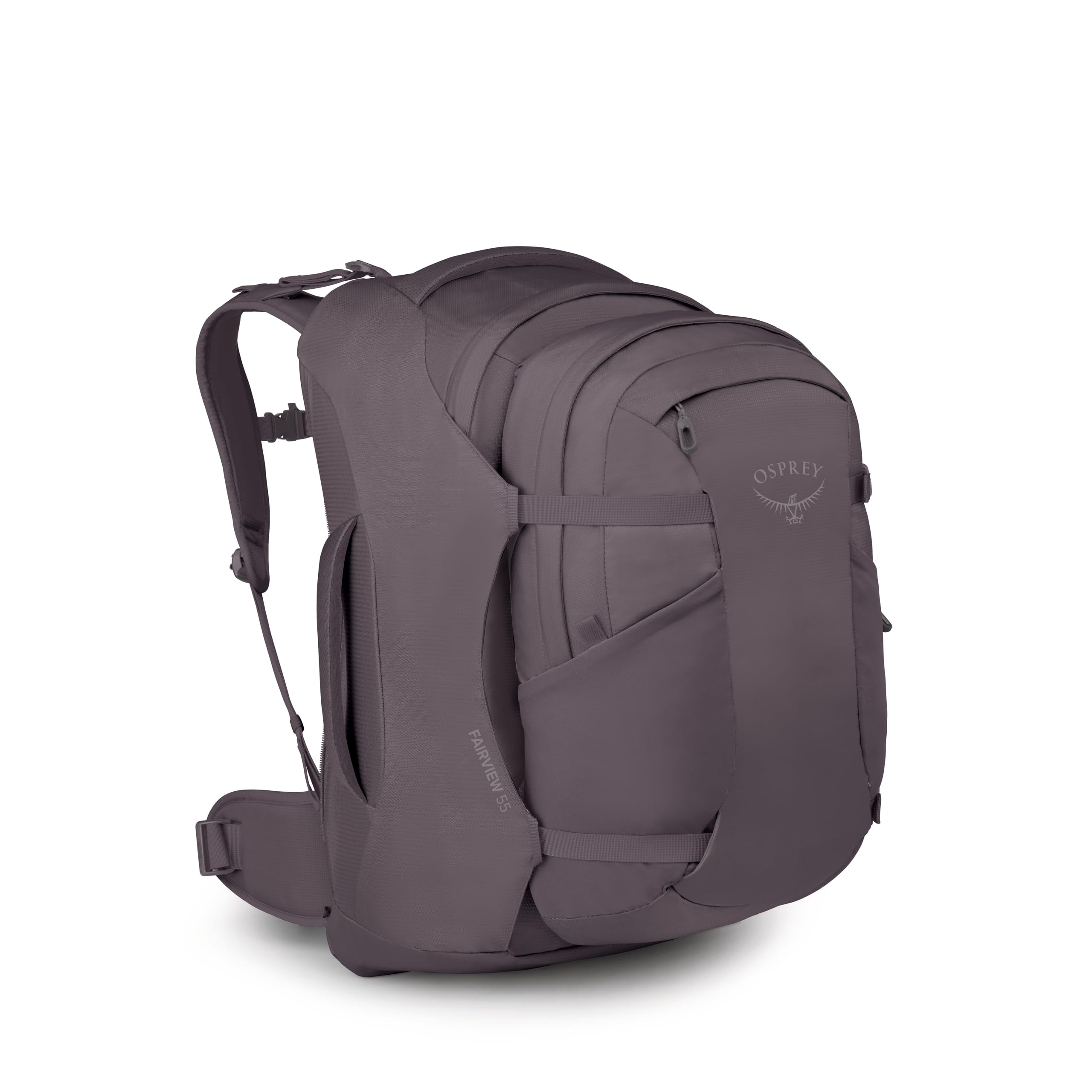 Osprey Fairview 55L Womens Travel Backpack - Carry On Bag with Personal Item Sized Detachable Daypack, Graphite Purple