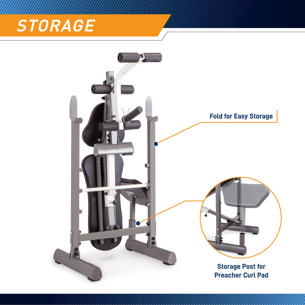 Marcy Folding Standard Weight Bench - Easy Storage MWB-20100, Incline