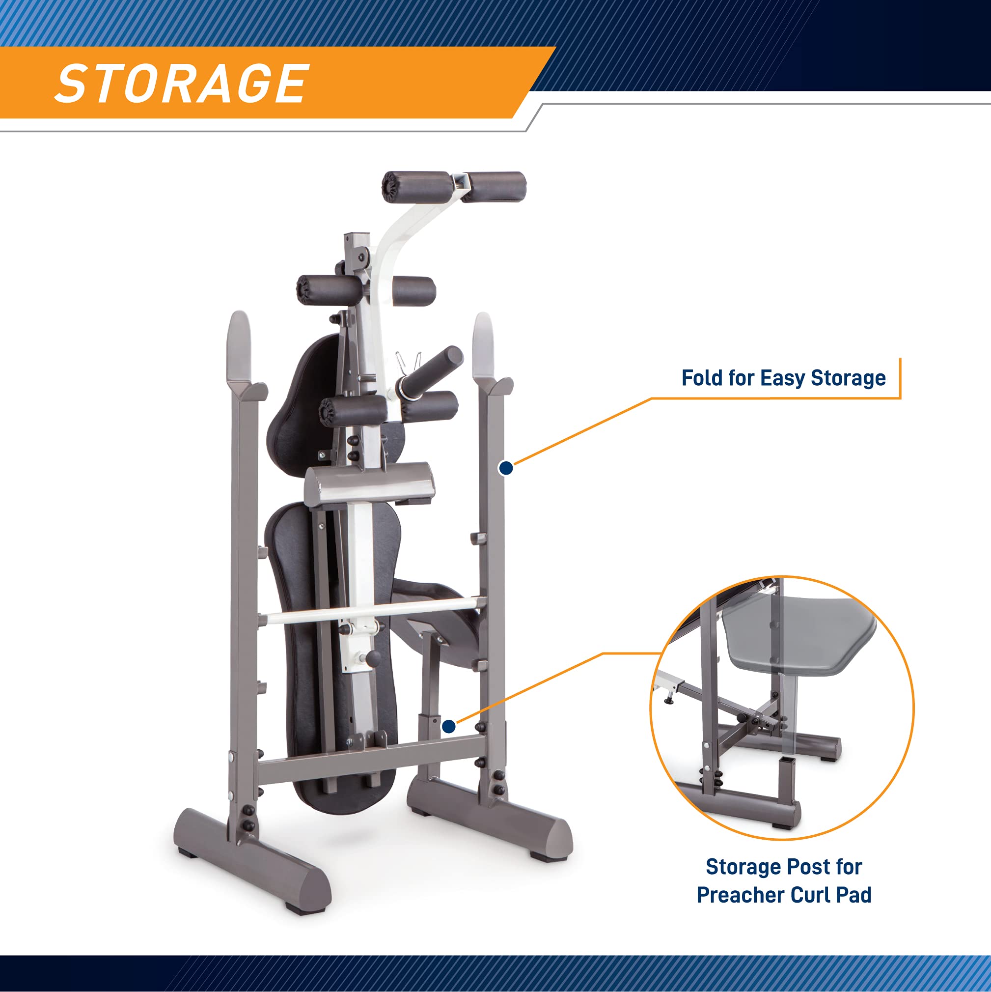 Marcy Folding Standard Weight Bench - Easy Storage MWB-20100, Incline