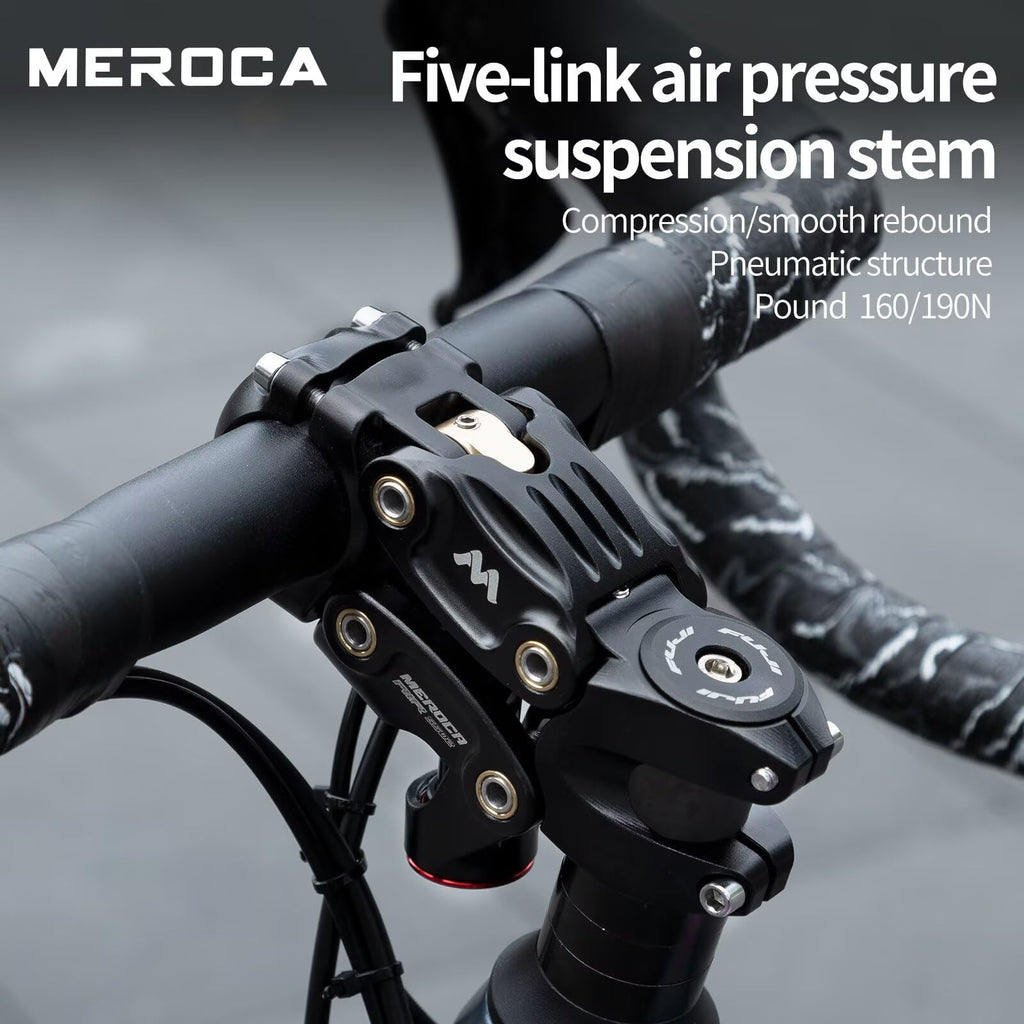 Meroca 5-Linkage Air Suspension Mtb Stem, 20Mm Travel 160/190N, Aluminum Alloy Shock-Absorbing Handlebar Stem For Mountain Bikes