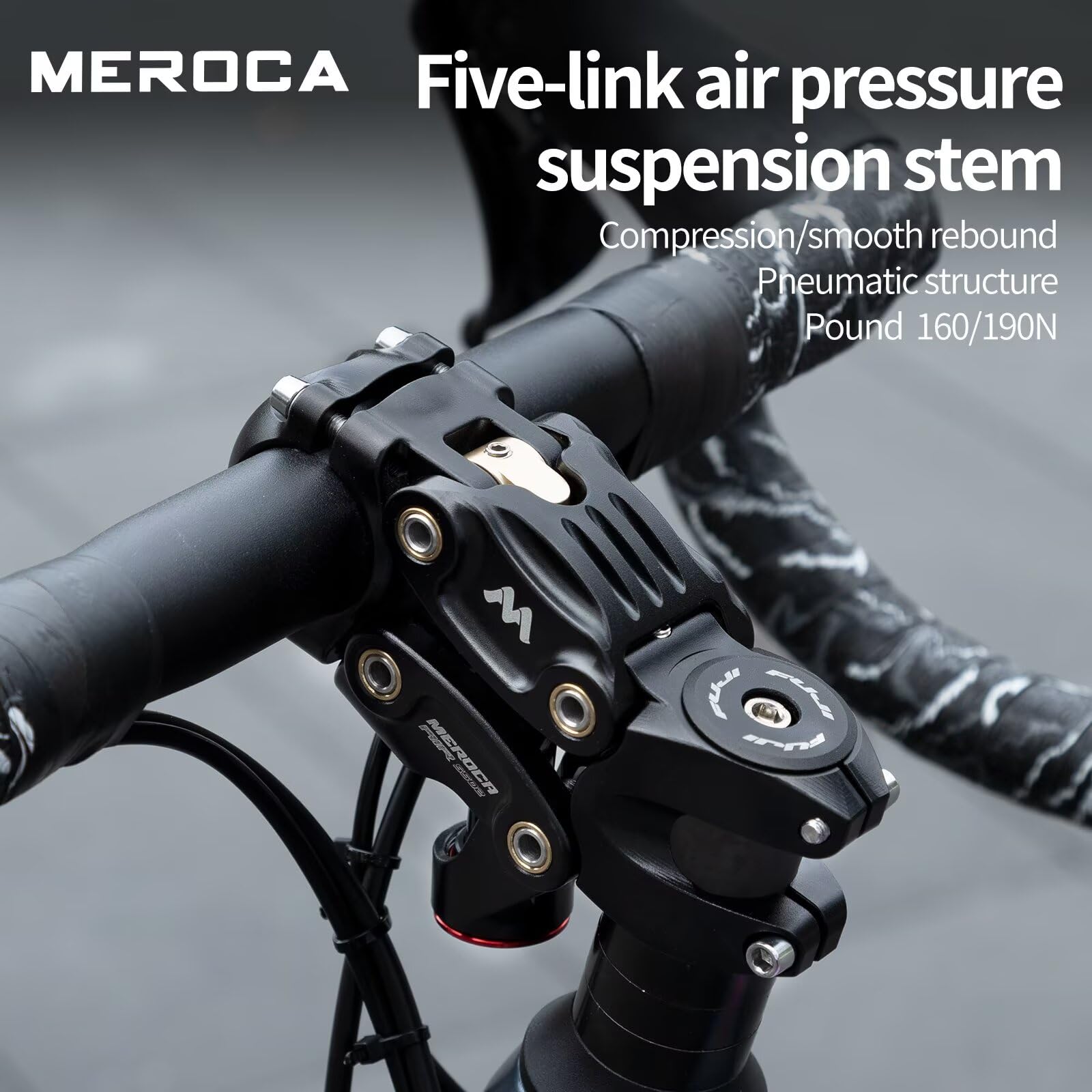 Meroca 5-Linkage Air Suspension Mtb Stem, 20Mm Travel 160/190N, Aluminum Alloy Shock-Absorbing Handlebar Stem For Mountain Bikes