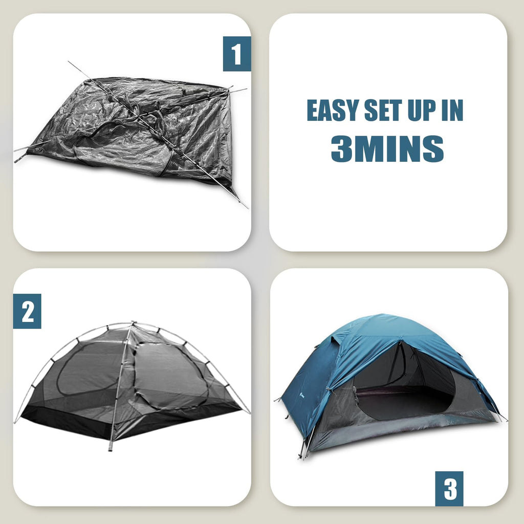 Backpacking Tent For Camping 2/3/4 Person Hiking Ultralight Tent For Waterproof Windproof Outdoor Tents Easy Setup Two Doors Dou