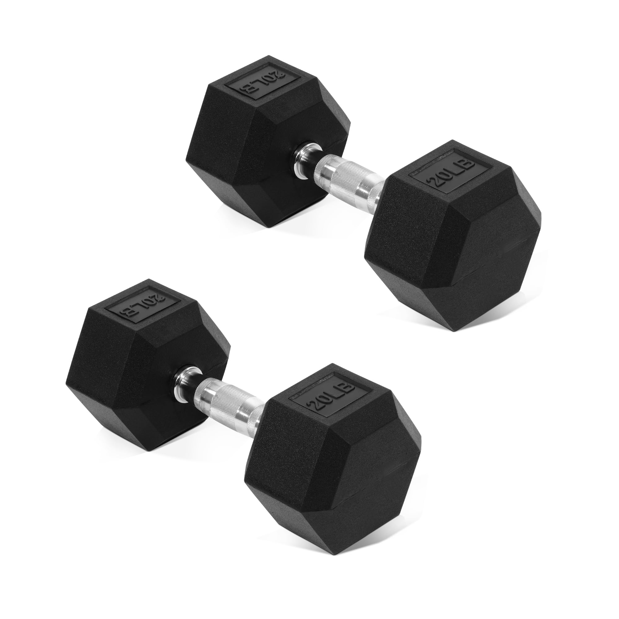 Fitvids Chrome/Rubber Grip Encased Hex Dumbbells for Exercises and Fitness  10 LB Pair  Black