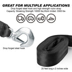 2 Inch By 20 Feet Trailer Winch Strap With Hook Heavy Duty Strap Replacement 10000 Lbs Breaking Strength 3300 Lbs Load Capacity