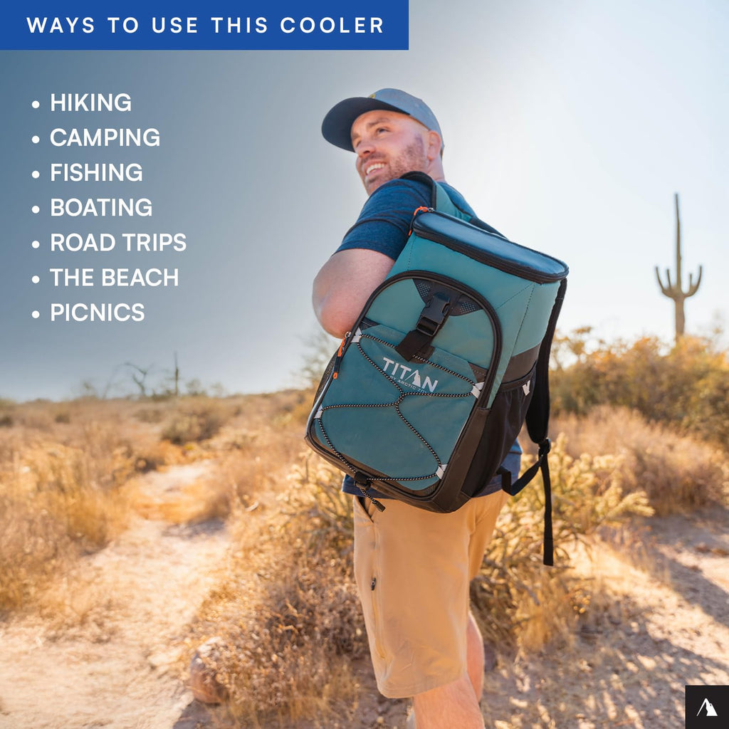 Titan Deep Freeze Backpack Cooler 24 Can Cooler Bag Insulation, Marine Blue