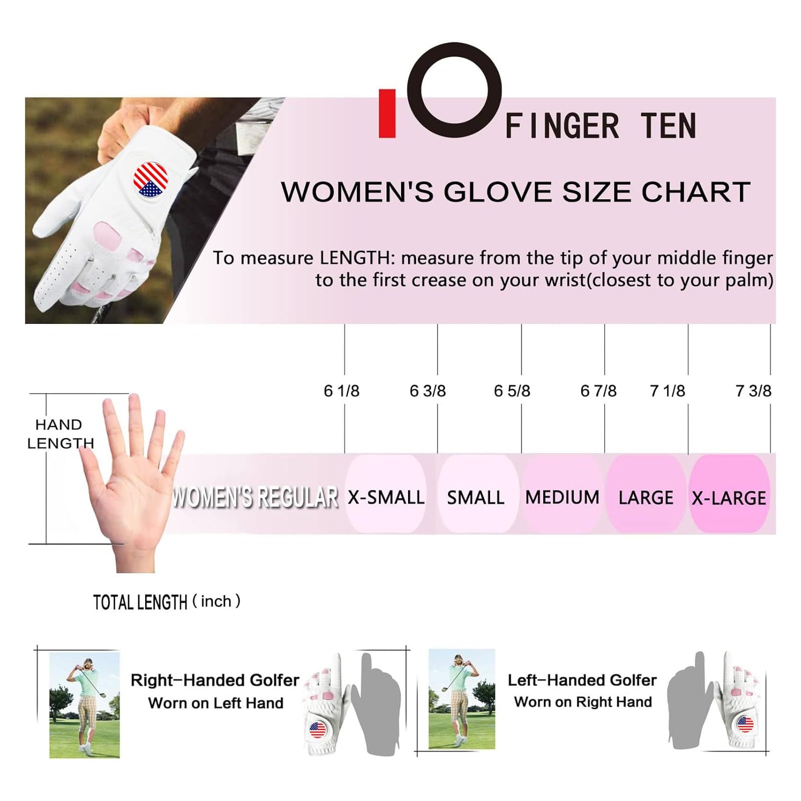 Amy Sport Golf Gloves Women Left Hand With Ball Marker Usa Flag Leather 2 Pack For Right Handed Golfer All Weather Grip Soft Com