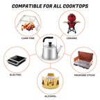 Odoland 4L Camping Kettle Set With 4 Cups, Durable Stainless Steel Camp Tea Coffee Water Pot With 4 Mugs For Hiking, Backpacking